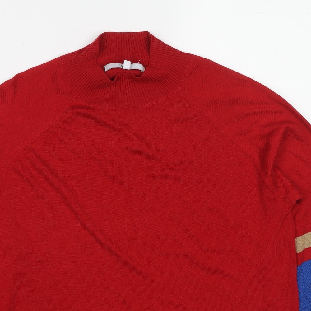 NEXT Mens Red High Neck Polyester Pullover Jumper Size S Long Sleeve
