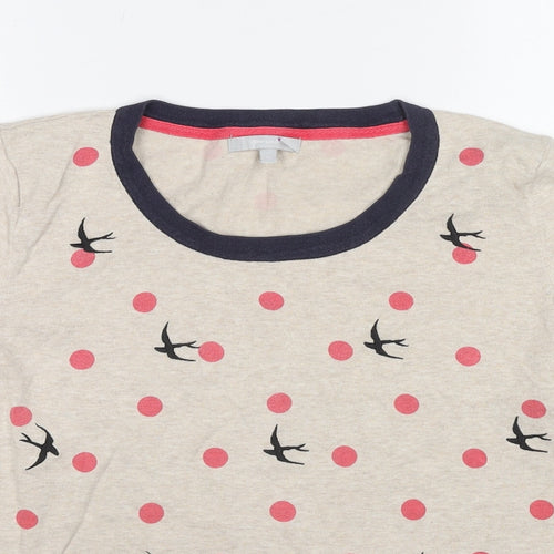 Per Una Womens Multicoloured Round Neck Geometric Cotton Pullover Jumper Size 10 - Polka Dot Bird Print