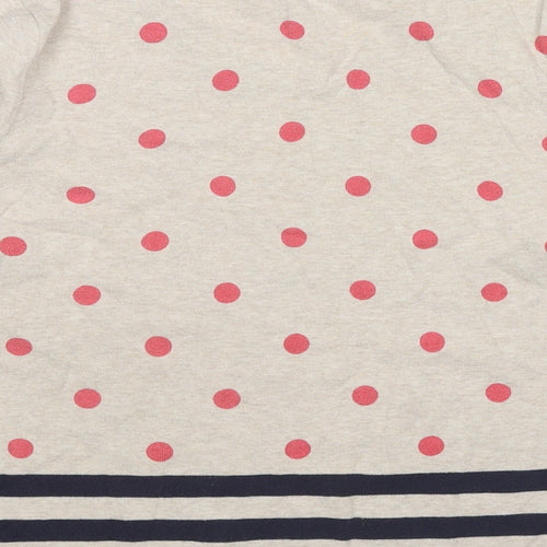 Per Una Womens Multicoloured Round Neck Geometric Cotton Pullover Jumper Size 10 - Polka Dot Bird Print