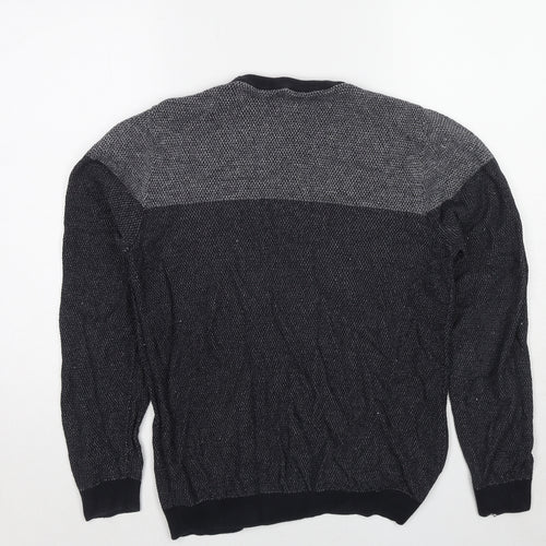 NEXT Mens Black Round Neck Cotton Pullover Jumper Size S Long Sleeve