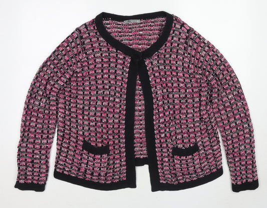 Marks and Spencer Womens Pink Round Neck Cotton Cardigan Jumper Size 12