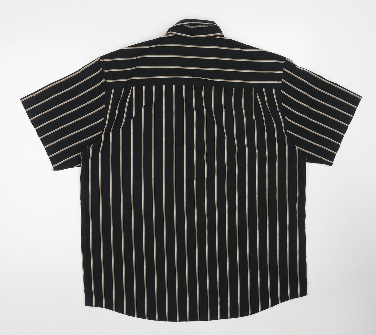 Gabicci Mens Black Striped Cotton Button-Up Size M Collared Button