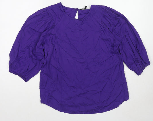 NEXT Womens Purple Viscose Basic Blouse Size 10 Boat Neck