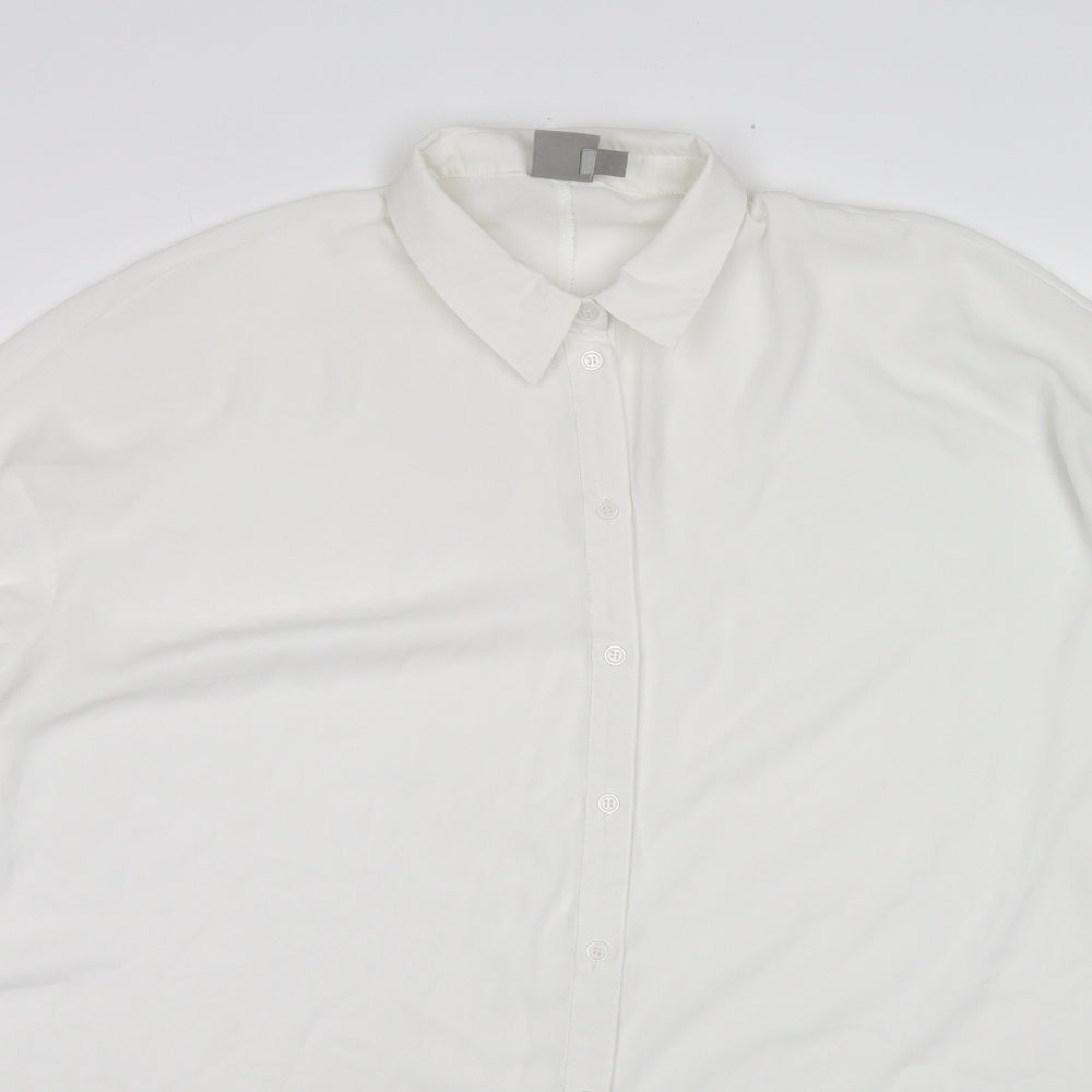 ASOS Womens White Polyester Shirt Dress Size 10 Collared Button
