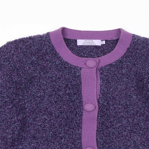 EWM Womens Purple Round Neck Acrylic Cardigan Jumper Size M - Size 14-16