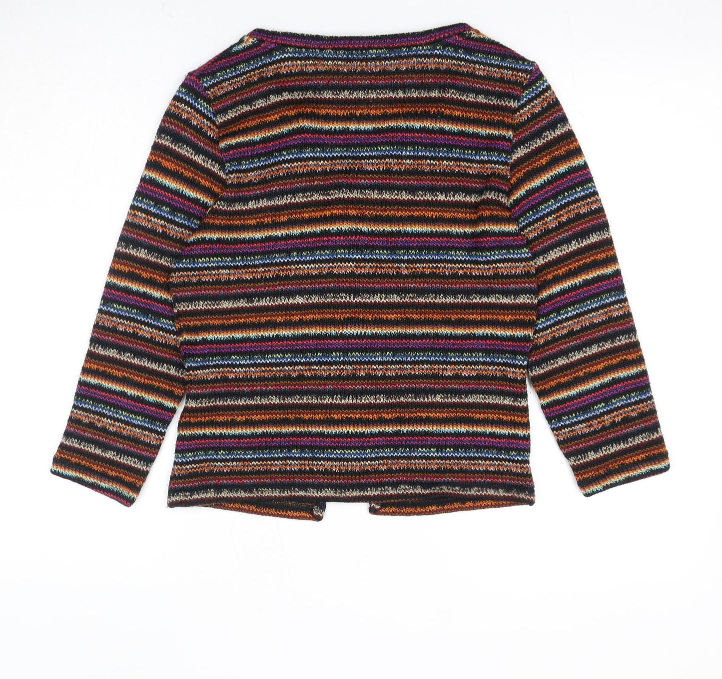 Per Una Womens Multicoloured V-Neck Striped Acrylic Cardigan Jumper Size 10