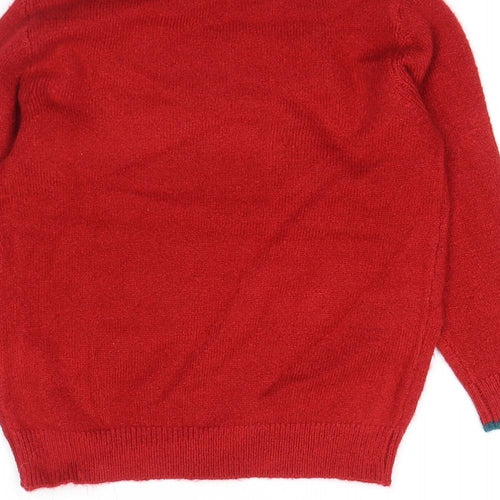 Marks and Spencer Boys Red Crew Neck Acrylic Pullover Jumper Size 2-3 Years Pullover - Christmas Tree