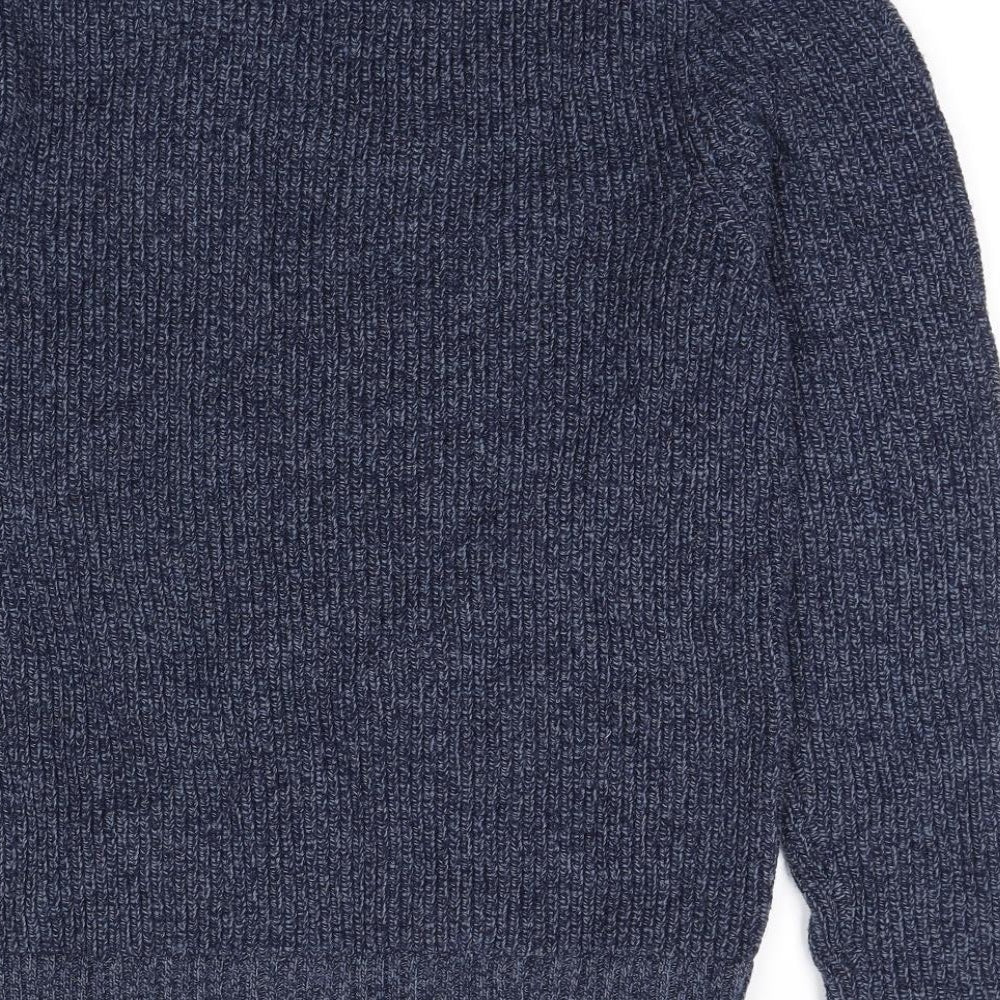 Marks and Spencer Mens Blue Round Neck Wool Pullover Jumper Size S Long Sleeve