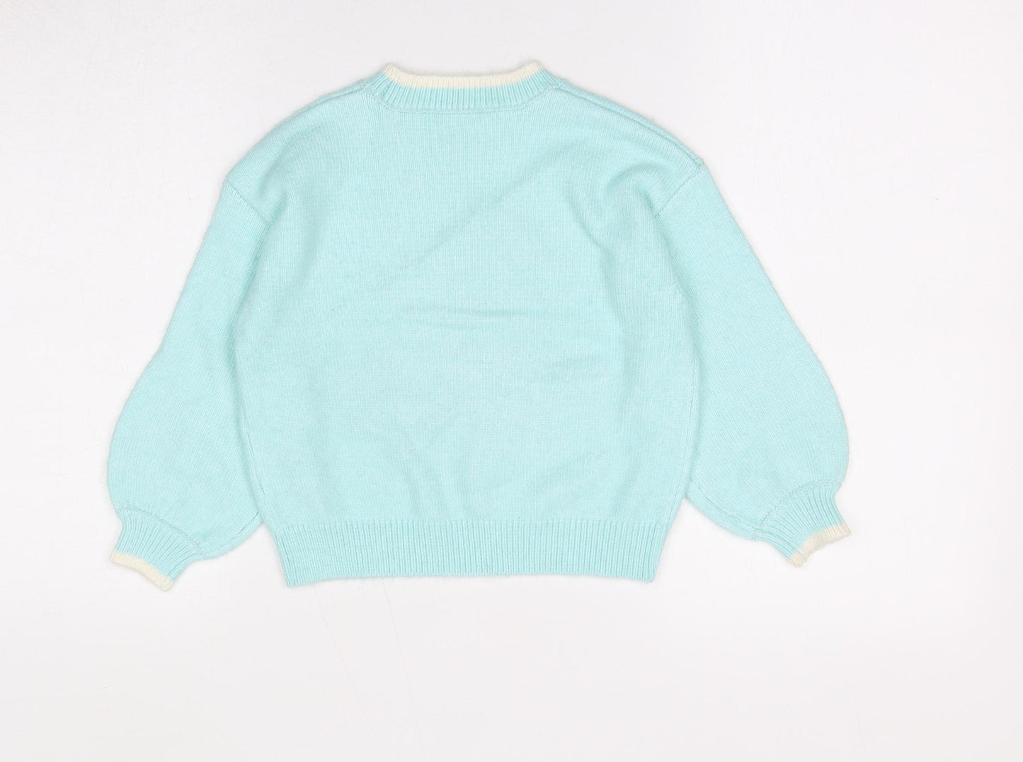 Marks and Spencer Girls Blue Round Neck Polyester Pullover Jumper Size 4-5 Years Pullover - Penguin