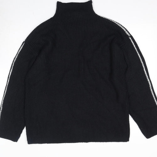 Marks and Spencer Mens Black High Neck Polyester Pullover Jumper Size M Long Sleeve