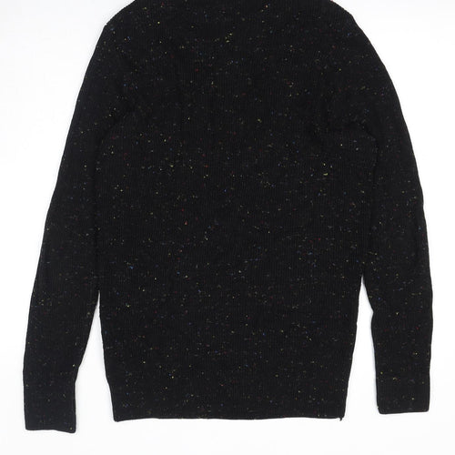 Boohoo Mens Black Round Neck Acrylic Pullover Jumper Size M Long Sleeve