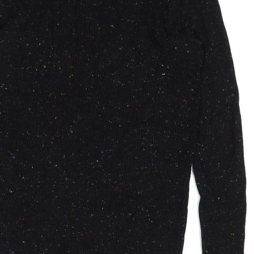 Boohoo Mens Black Round Neck Acrylic Pullover Jumper Size M Long Sleeve