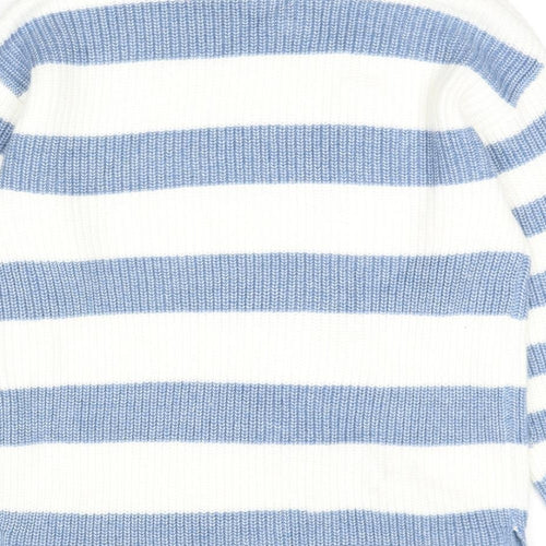 Marks and Spencer Mens Ivory High Neck Striped Polyester Pullover Jumper Size S Long Sleeve