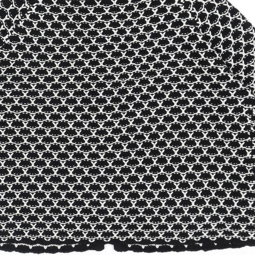 Mia Moda Womens Black Collared Geometric Acrylic Cardigan Jumper Size L