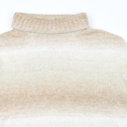 Marks and Spencer Womens Beige Roll Neck Polyester Pullover Jumper Size L