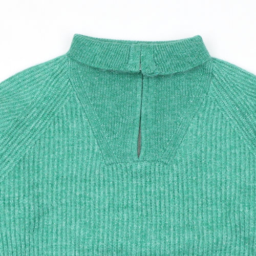 Marks and Spencer Womens Green High Neck Polyester Pullover Jumper Size M