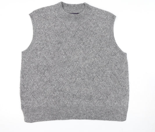 Marks and Spencer Womens Grey Round Neck Polyester Vest Jumper Size M