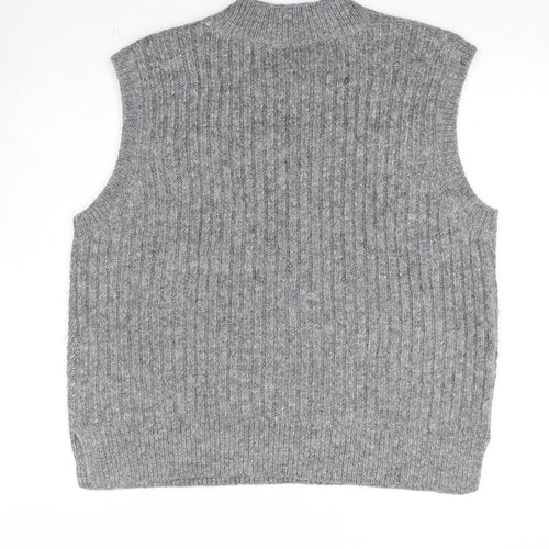 Marks and Spencer Womens Grey Round Neck Polyester Vest Jumper Size M