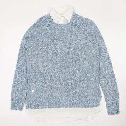 Ralph Lauren Womens Blue Collared Cotton Pullover Jumper Size S - Shirt Insert