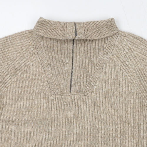 Marks and Spencer Womens Beige High Neck Acrylic Pullover Jumper Size M