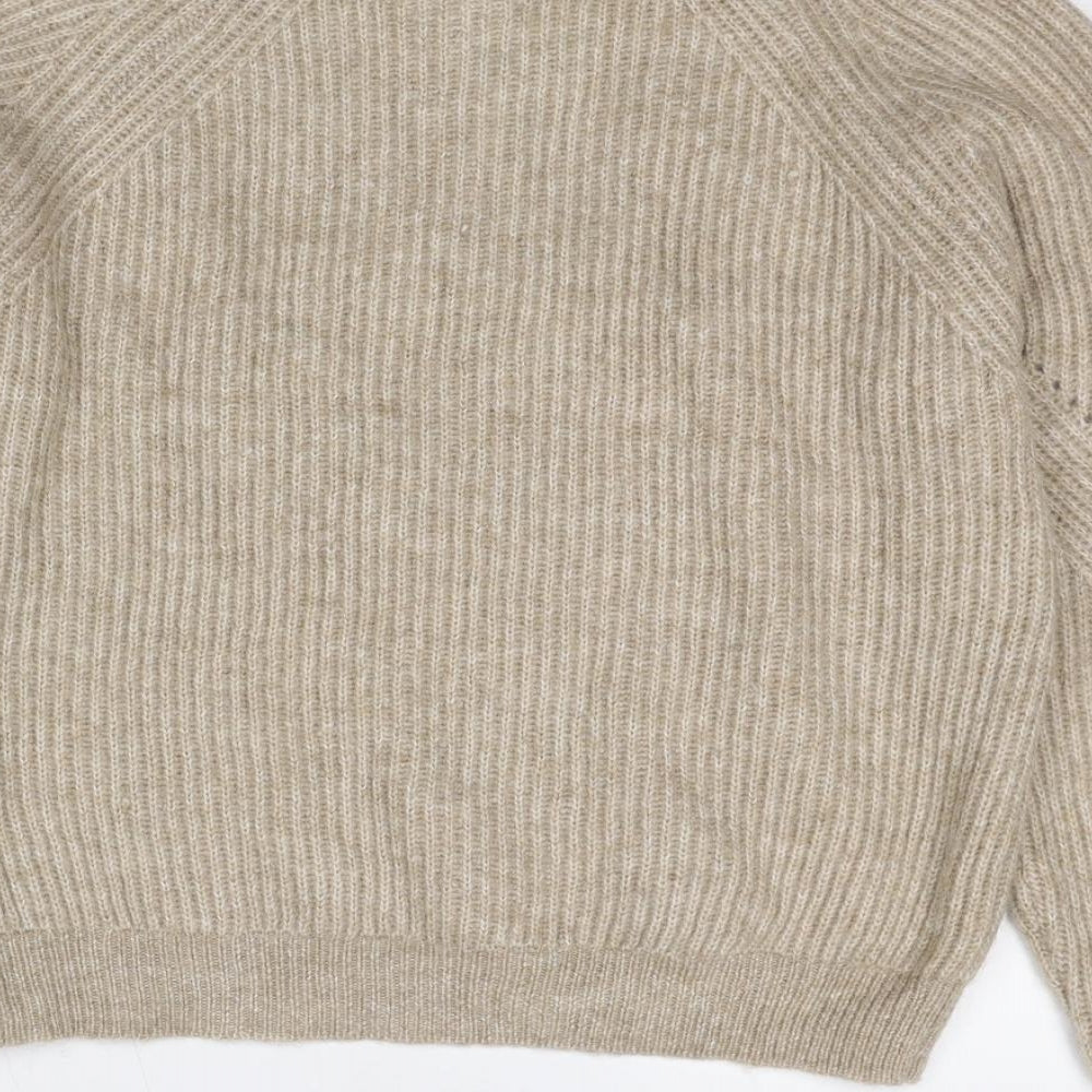 Marks and Spencer Womens Beige High Neck Acrylic Pullover Jumper Size M