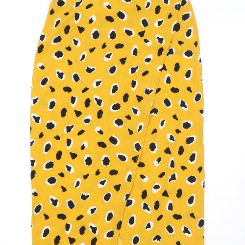 Quiz Womens Yellow Animal Print Polyester Straight & Pencil Skirt Size 8 Zip - Cheetah pattern