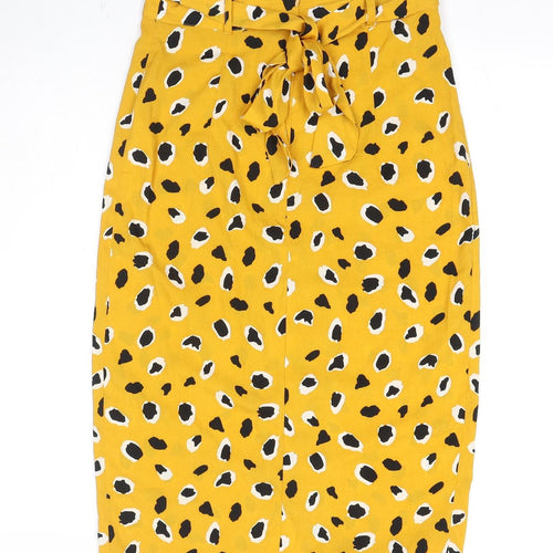 Quiz Womens Yellow Animal Print Polyester Straight & Pencil Skirt Size 8 Zip - Cheetah pattern