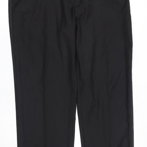 Marks and Spencer Mens Black Polyester Dress Pants Trousers Size 36 in L29 in Regular Zip