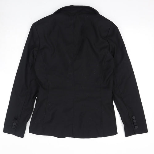 New Look Womens Black Polyester Jacket Blazer Size 12 Button