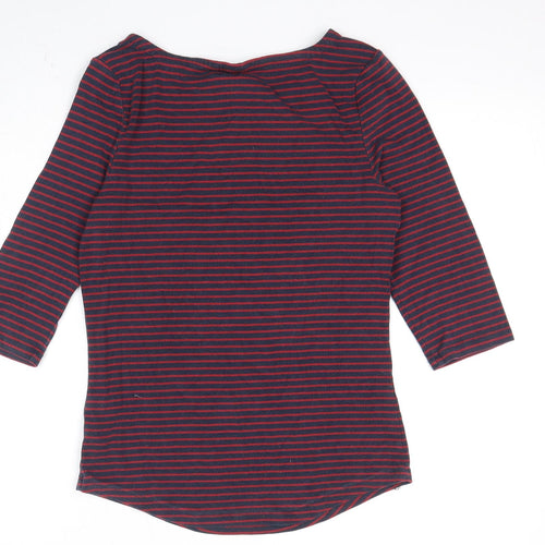 Arabella & Addison Womens Blue Striped Cotton Basic T-Shirt Size 16 Boat Neck