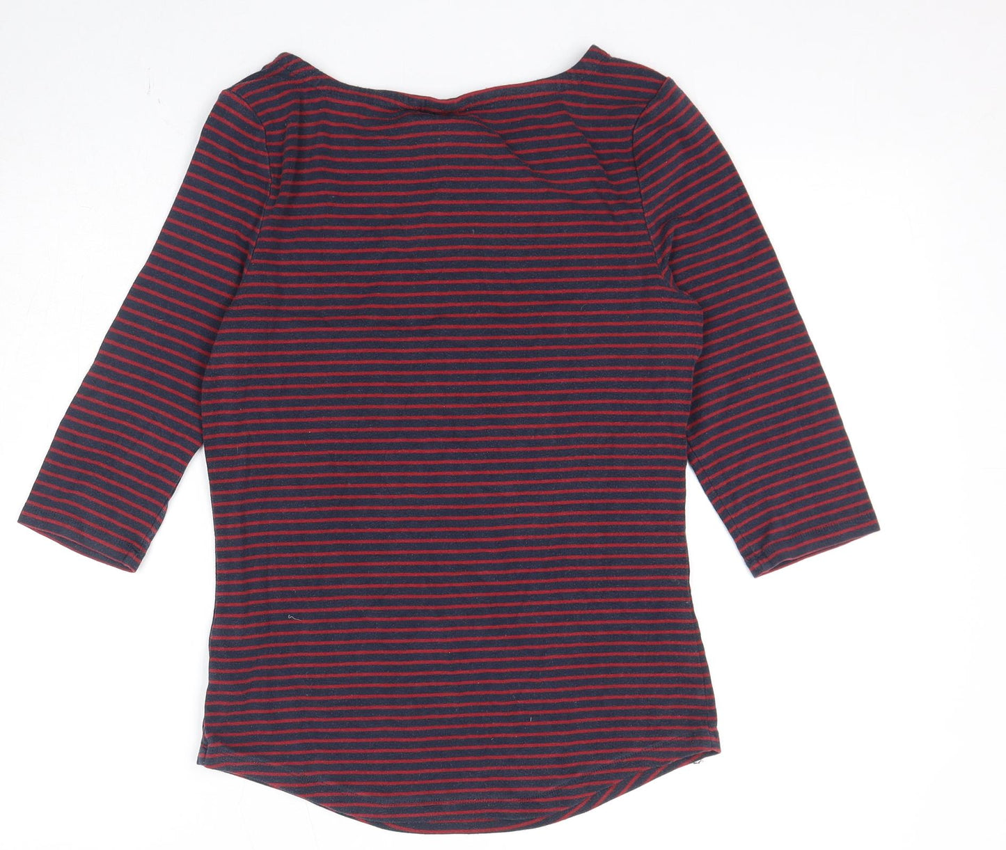 Arabella & Addison Womens Blue Striped Cotton Basic T-Shirt Size 16 Boat Neck