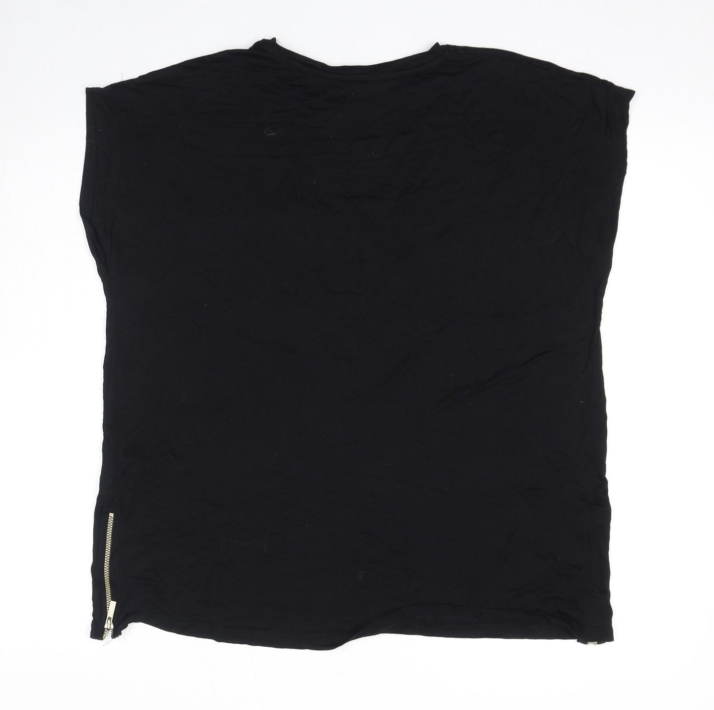 NEXT Womens Black Viscose Basic T-Shirt Size 16 Crew Neck