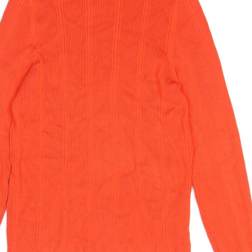 Marks and Spencer Womens Orange Round Neck Viscose Pullover Jumper Size 16