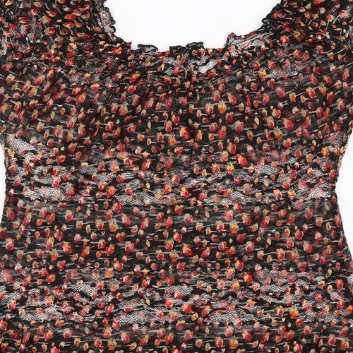 Per Una Womens Black Geometric Polyester Basic Blouse Size 18 Round Neck