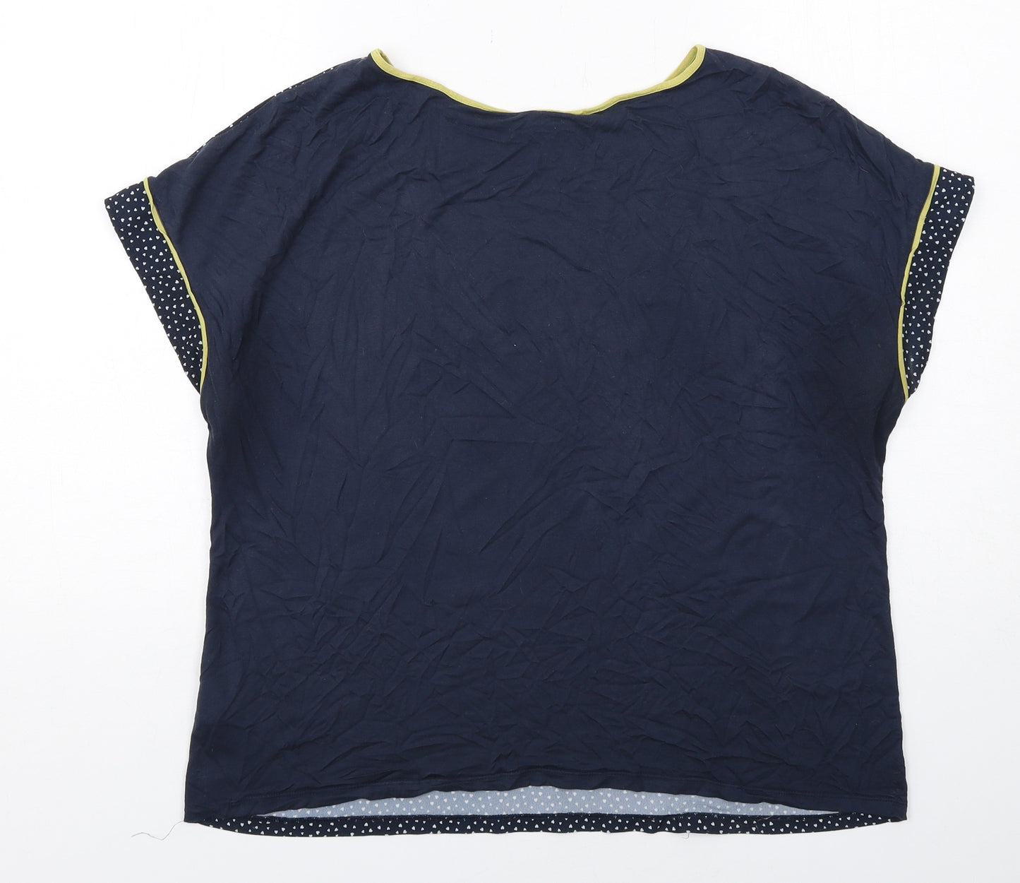 NEXT Womens Blue Geometric Polyester Basic T-Shirt Size 14 Round Neck - Heart Pattern