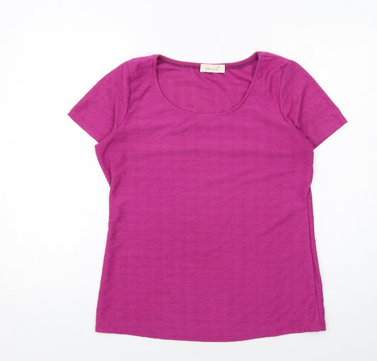 Per Una Womens Purple Polyester Basic T-Shirt Size 14 Round Neck