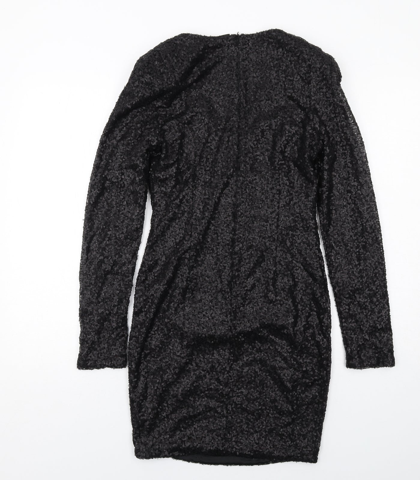 AX Paris Womens Black Polyester Bodycon Size 10 V-Neck Zip