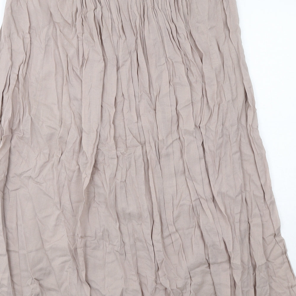 NEXT Womens Beige Cotton Pleated Skirt Size 16 Zip