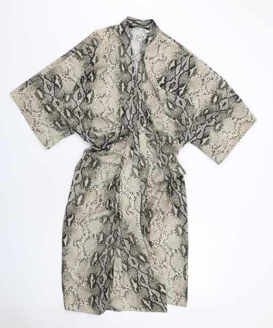 Zara Womens Beige Animal Print Polyester Kaftan Size S V-Neck Pullover - Snakeskin pattern