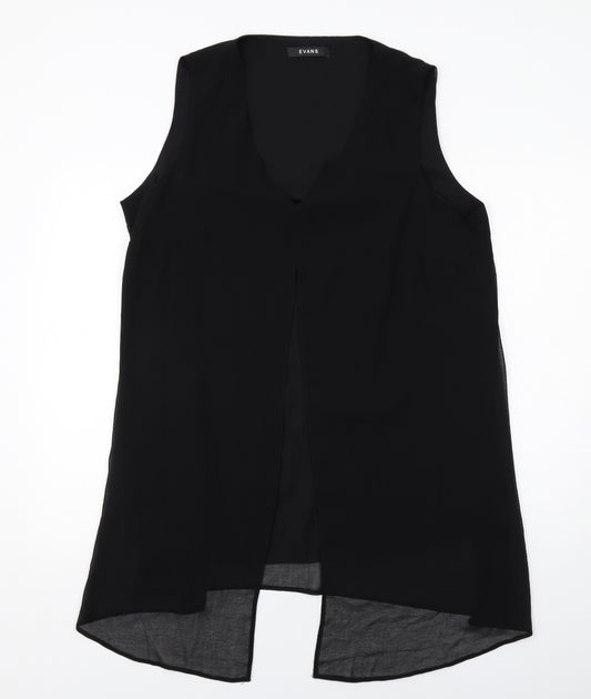 Evans Womens Black Polyester Tunic Blouse Size 18 V-Neck