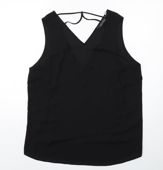 Dorothy Perkins Womens Black Polyester Basic Blouse Size 18 V-Neck
