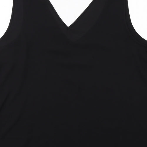 Dorothy Perkins Womens Black Polyester Basic Blouse Size 18 V-Neck