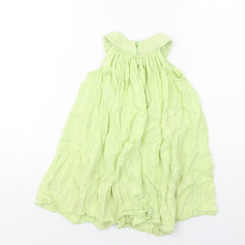 Monsoon Girls Green Cotton Pullover Tank Size 7-8 Years Round Neck Button