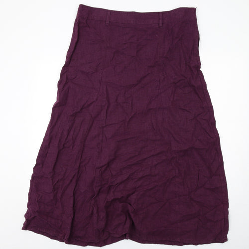 NEXT Womens Purple Linen A-Line Skirt Size 16 Zip