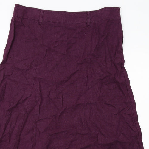 NEXT Womens Purple Linen A-Line Skirt Size 16 Zip