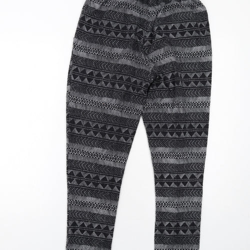 H&M Womens Black Geometric Polyester Jogger Trousers Size S Regular Drawstring