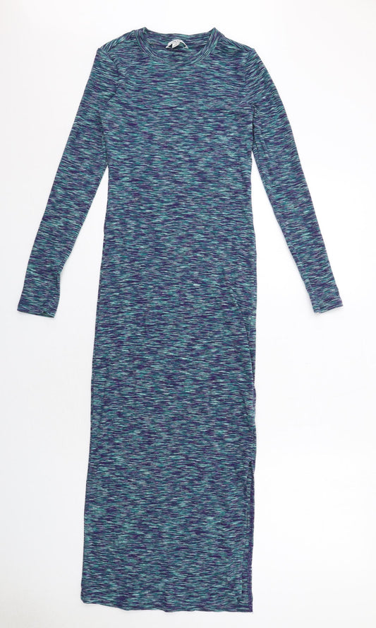 NEXT Womens Blue Cotton Jumper Dress Size 6 Round Neck Pullover