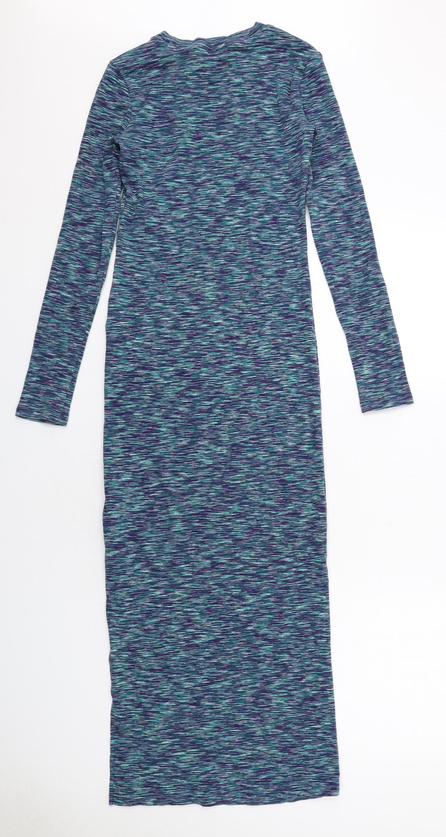 NEXT Womens Blue Cotton Jumper Dress Size 6 Round Neck Pullover