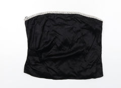 Zara Womens Black Viscose Cropped Blouse Size 2XL Square Neck - Strapless