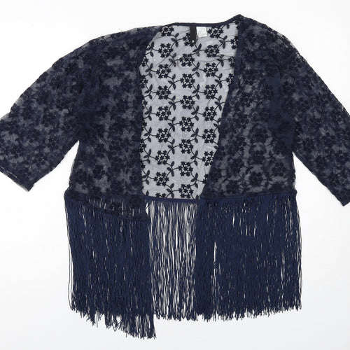 H&M Womens Blue Polyamide Kimono Blouse Size S V-Neck